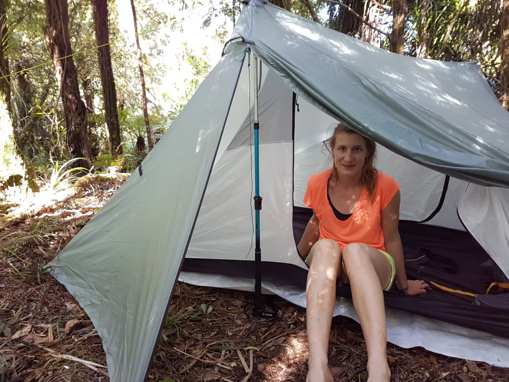 Zelt im Wald aufgeschlagen